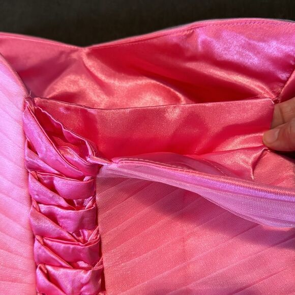 Women’s Pink Off the Shoulder Full Length Prom Party Dress Corset Back Size 8 - Picture 7 of 10
